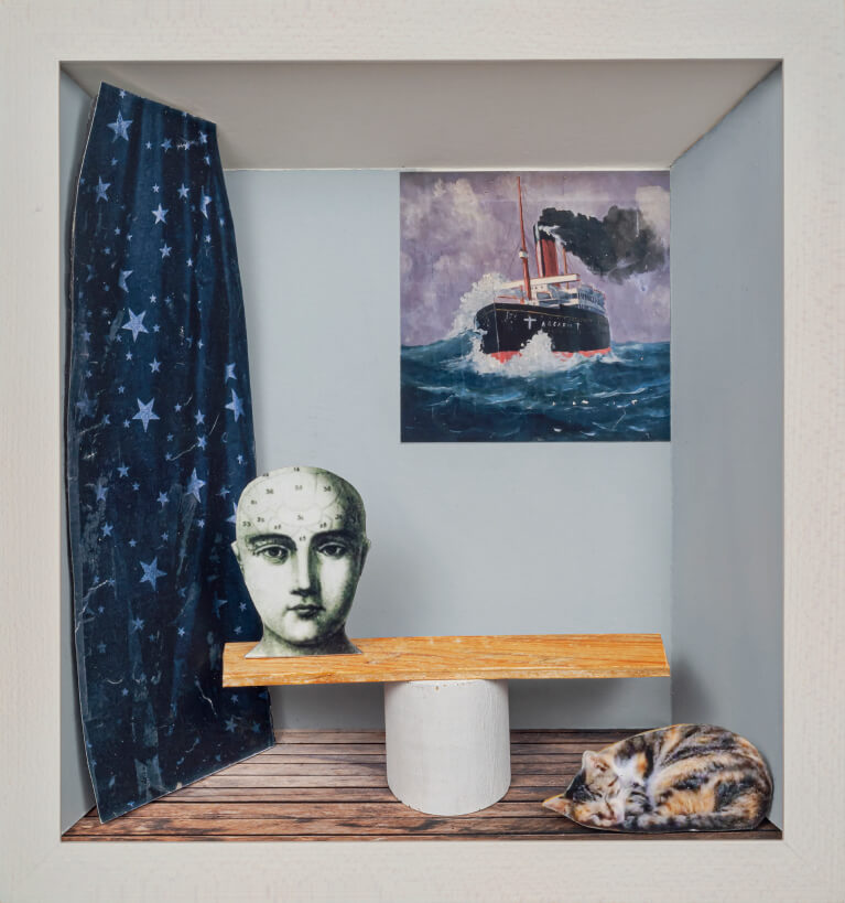 artwork Disappearing Act with Head and Boat by David Elliott